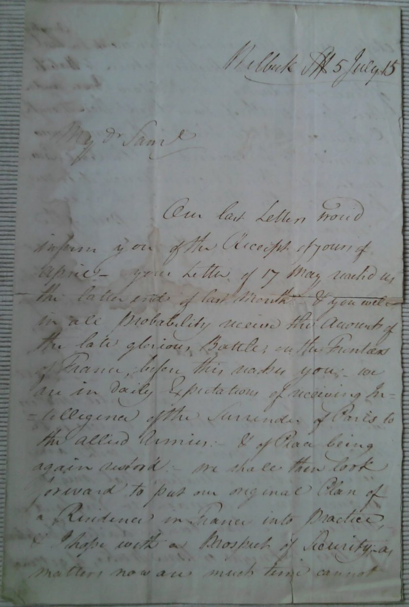 Sam Drewry - Letter Page 1